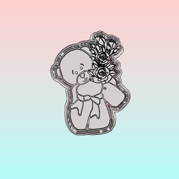 Cortador Oso con Ramo de Rosas 8cm
