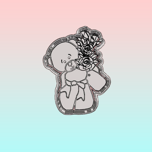 Cortador Oso con Ramo de Rosas 8cm